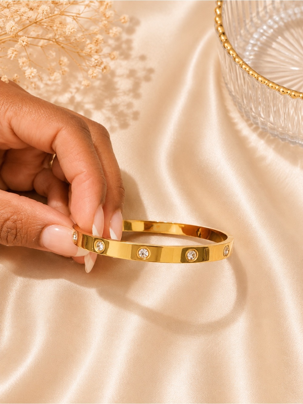 Gold Crystal-Accent Bangle Bracelet - Women's Jewelry